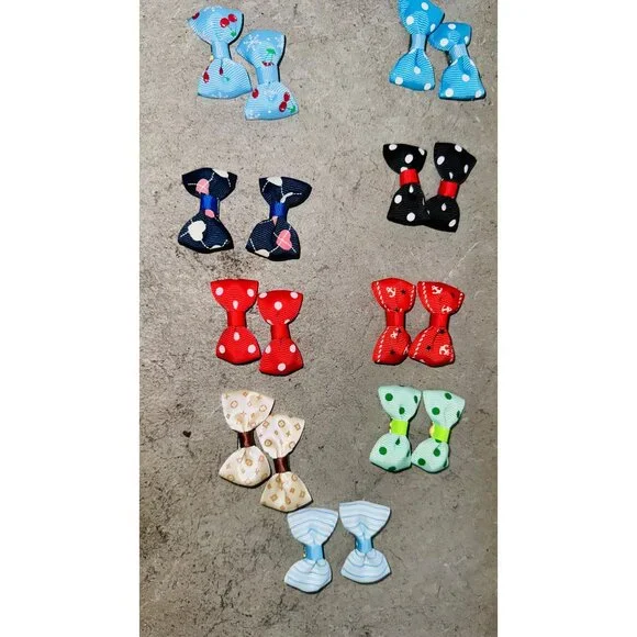 Pair of 13 Multi Varies Patterns Pet Dog Hair Clips Cat Puppy Bows Accessories