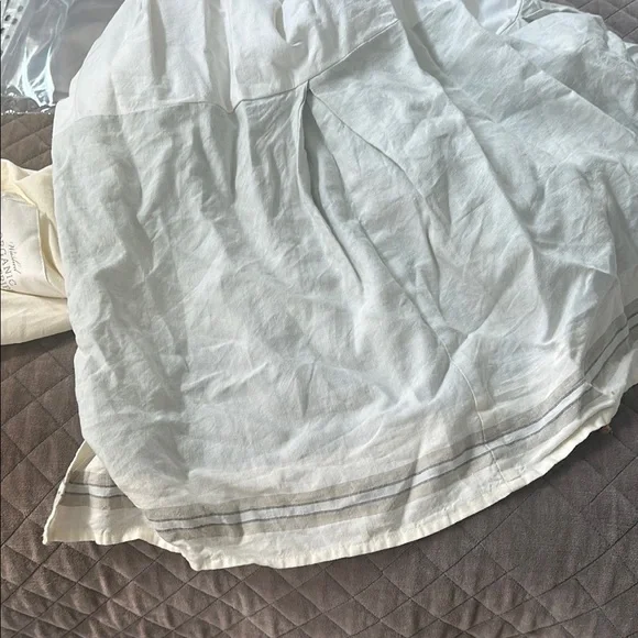 Restoration hardware crib skirt white blue