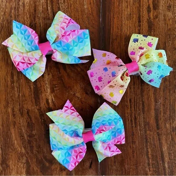 Jojo Siwa Girls Colorful Rainbow Unicorn Hair Bows Set of 3