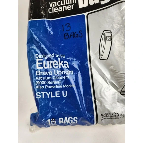 Vintage Eureka Bravo & Powerline Models Style‎ U Vacuum Bags (13) By Sears USA