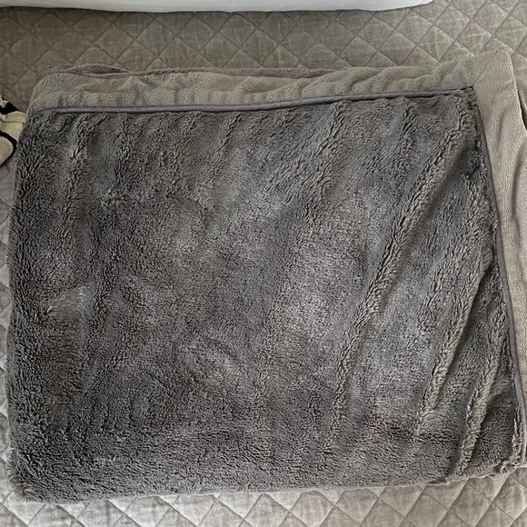 Restoration Hardware Plush Gray Throw Blanket