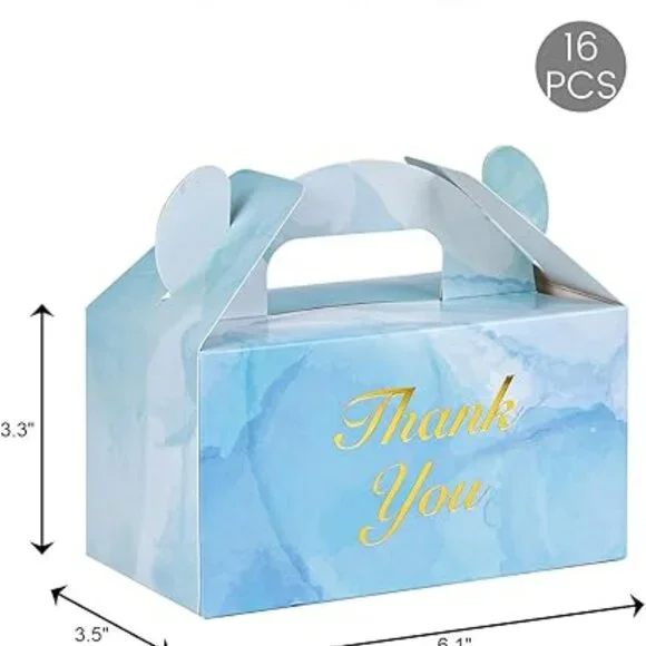 HONEYGIFTS 16-Pack Light Blue Treat Boxes – Party Favor Boxes 6.1