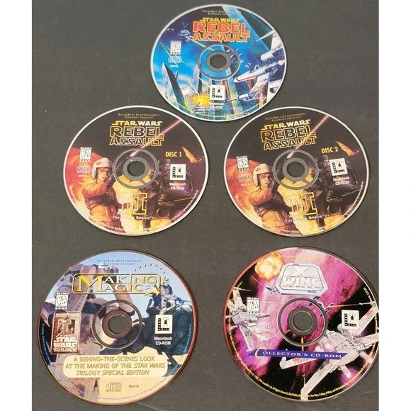 Vtg Star Wars Lucasarts Archives Collection Set Of 5 CD ROM PC Discs Games‎