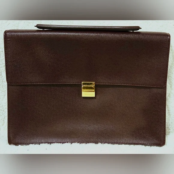 Louis Vuitton Burgundy Taiga Porte Document Angara Briefcase MB1022