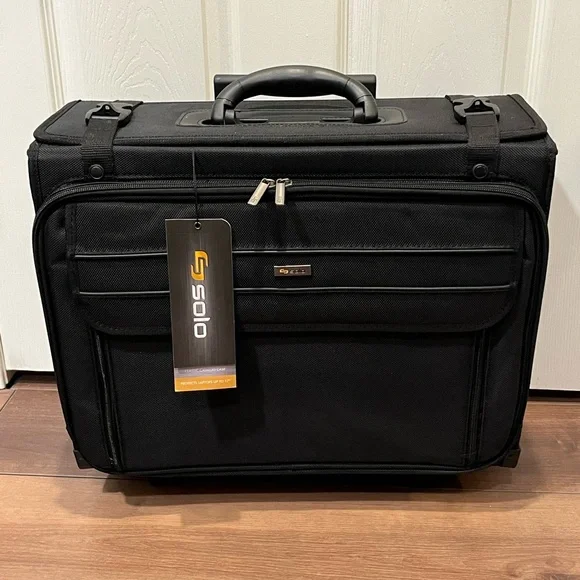 Solo Black Morgan Rolling Laptop Catalogue Briefcase