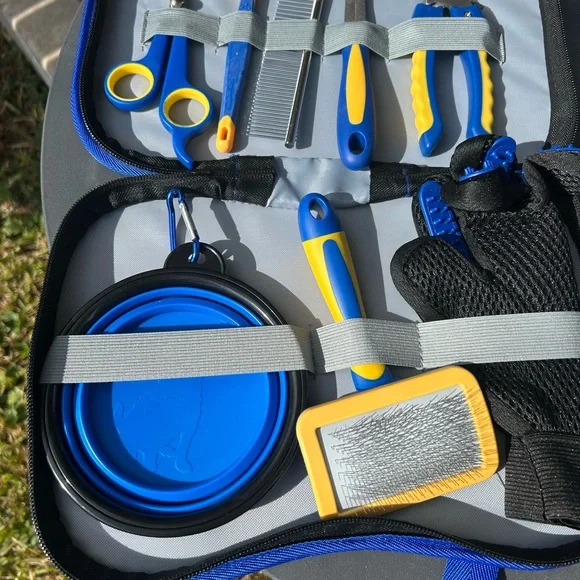 Blue and Yellow Dog Grooming Kit