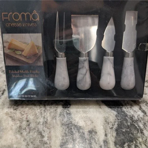 Froma European Style Gourmet Cheese Knives Set with Marble Handles, New In Box