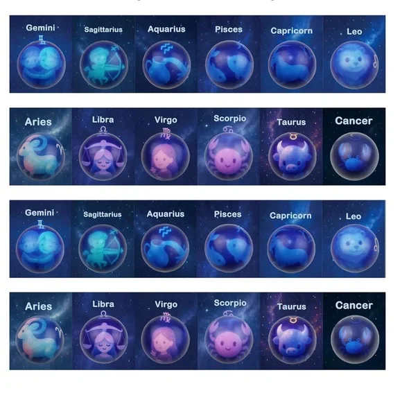 Zodiac Twelve Constellations Slow Rising Squishies Cards Galaxy Stress Balls nwt