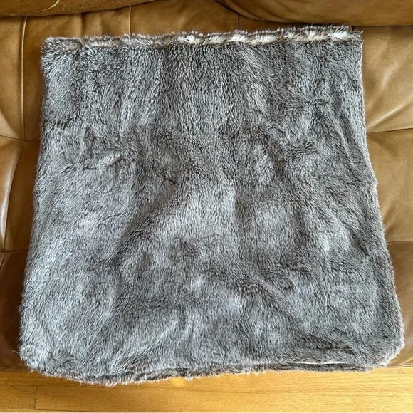 Restoration Hardware Grey Faux Fur Pillowcase