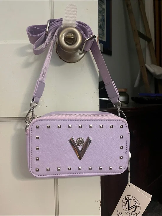 Valentino Orlandi Lilac Camera Crossbody with Silver Studs