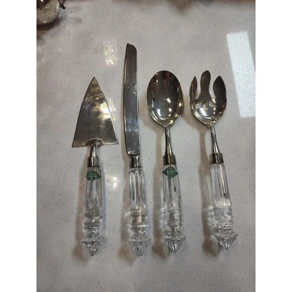 Shannon Crystal Godinger Catrina 4-Piece Serving Preowned Knife handle loose