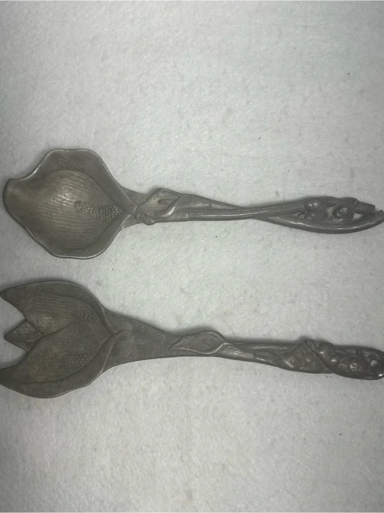 Vintage-Style Metal Serving Spoons in Dark Pewter Finish Arthur Court Collectibl