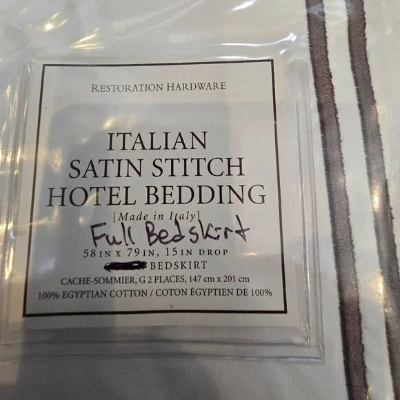 Restoration Hardware NWT Italian Satin Full Bedskirt