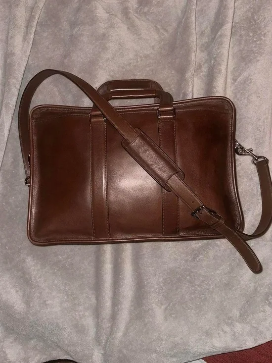 Coach Brown Leather Briefcase with Detachable Strap