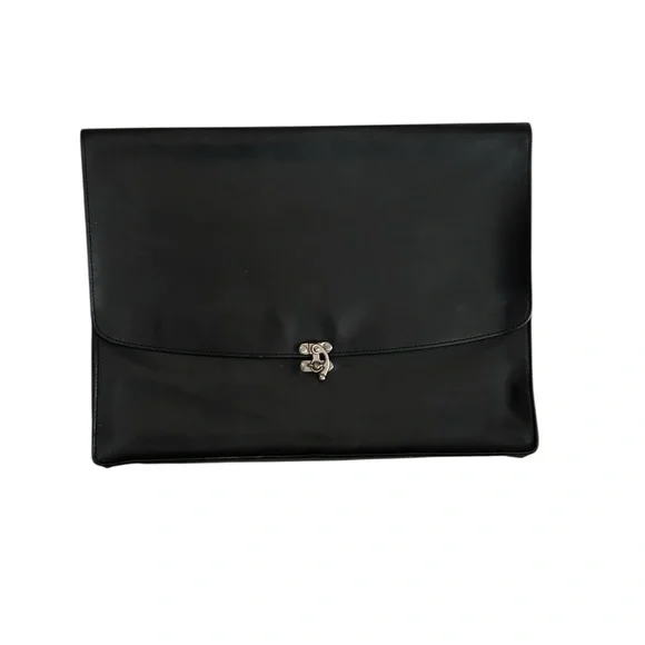 Elegant Black vintage Leather case/Bag computer or files or purse