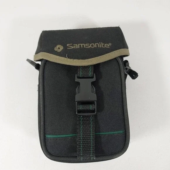 Samsonite Black Green Camera Case Travel Bag 7 x‎ 4 x 3 Belt Loop