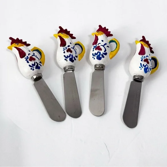 Boston Warehouse Red and Yellow Rooster Serving Utensils chicken