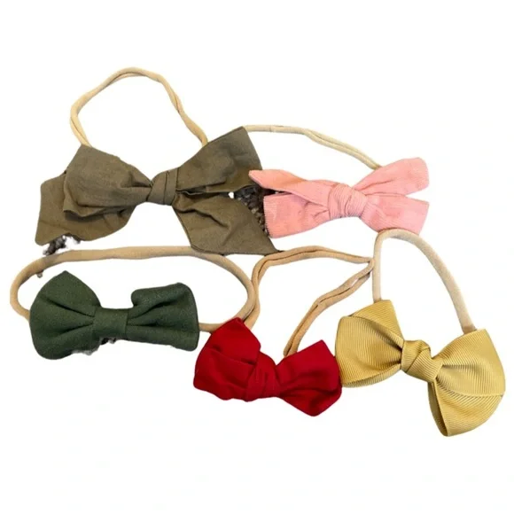 Set of 5- warm tones headband bows