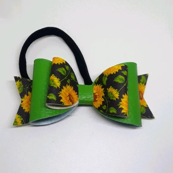 green sunflower bow headband