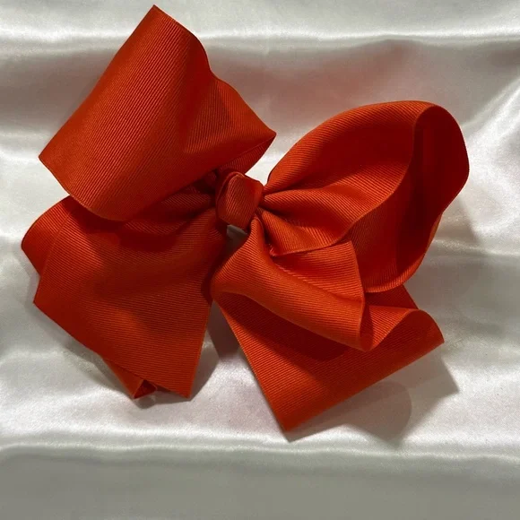 Kids Orange XLarge Hair Bow - Classic Grosgrain Bow- bundle & save on shipping
