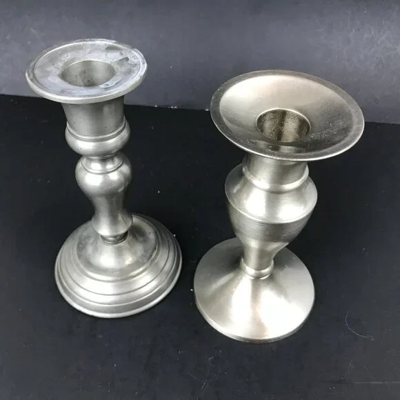 Set of two Pewter Candlesticks, 1 is Restoration Hardware
