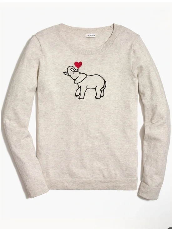 J. by J. Crew Elephant Teddy Sweater 100% Cotton Size Small