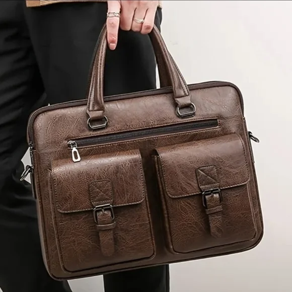 NEW - Brown Leather Men's Bag