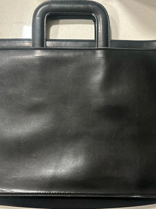 Vintage HAZEL Black Leather Briefcase with retractable handles