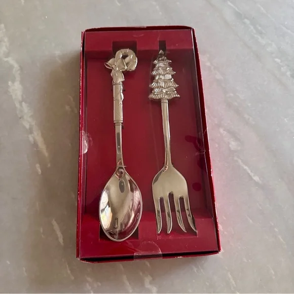 Pier1 Christmas Silver Plated Spoon and Fork Set