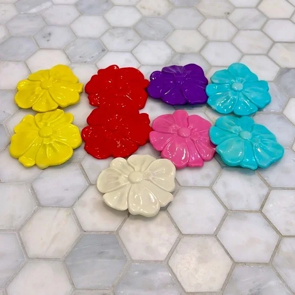 ❌ CLEARANCE BUNDLE 9 Vintage Multi Colored Colorful Flower Hair Clips Barrettes