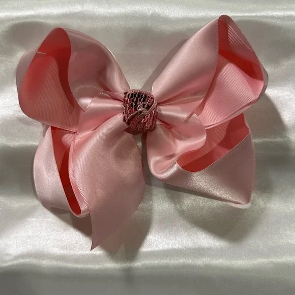 Large Pink Satin Hair Bow- bundle 2+ and save on Shipping