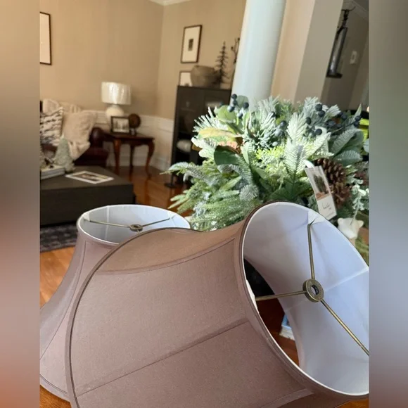 RH Restoration Hardware Mocha Brown Silk Lampshades 🌿