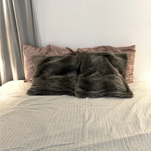 Restoration Hardware Faux Fur Pillow Covers - Grey and Brown