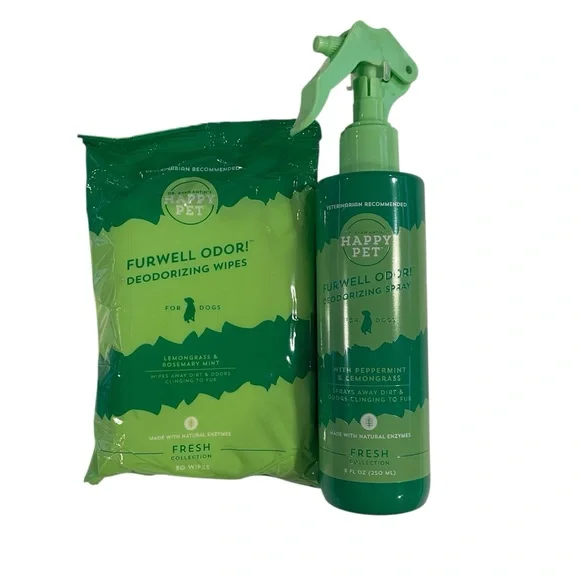 Happy Pet Furwell Odor! Deodorizing Spray & Wipes No Rinse For Dogs