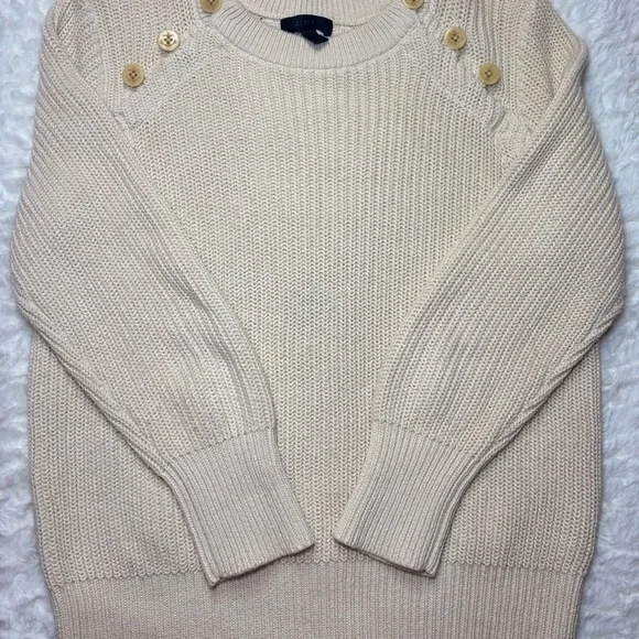 J. Crew Cream Button-Accent Sweater
