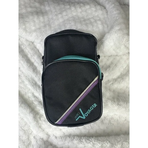 Vintage Small Lebo Voyager Padded Camera Bag Black, Teal, Purple 80's *NO STRAP*