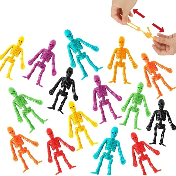 Halloween Skeleton toys, 48 PACK Assorted Color Stretchy Skull Party Favors