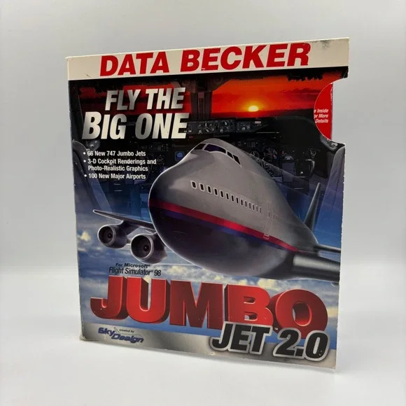 Data Becker Jumbo Jet 2.0 MS Flight Simulator 98 PC Blue Vintage Sealed