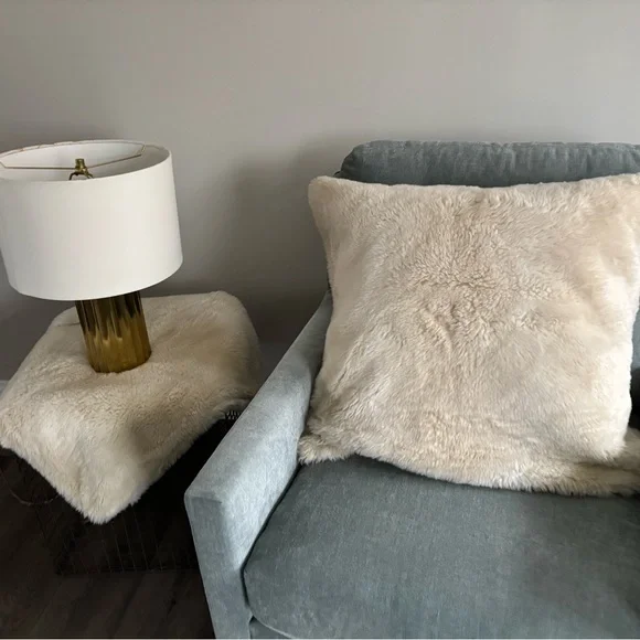 Restoration Hardware 2 Cream Accent Pillow covers faux fur