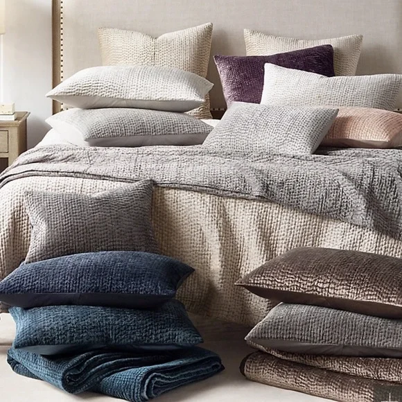 Restoration Hardware TWO Euro Shams Velvet Pick Stitch (2)!