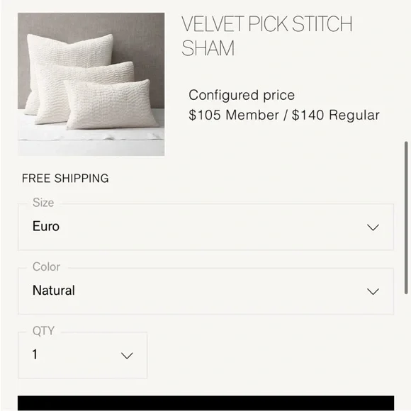 Restoration hardware euro shams in champagne color