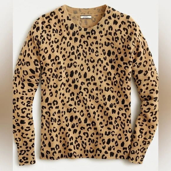 J. Crew Cashmere Leopard Print Crewneck Sweater. Woman’s Size Small.