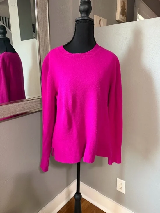 J. Crew Extra Soft Wool Blend Barbiecore Pink Sweater Medium