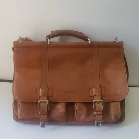 Kenneth Cole Brown Leather Shoulder Briefcase