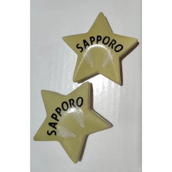2 Sapporo Beer Star Ceramic Chopstick Rest Holders Dad's Birthday, Father's Day