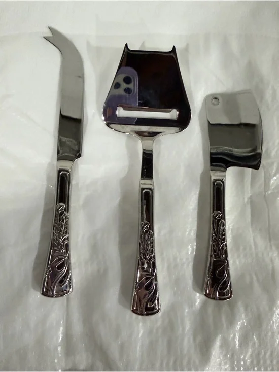 3-Piece Stainless Cheese Serving Set - Silver- Lenox