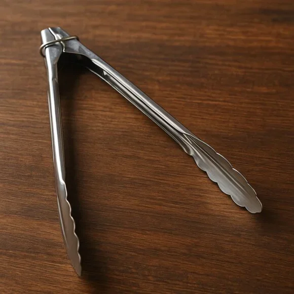 Stainless Steel Silver Serving Tongs 7in