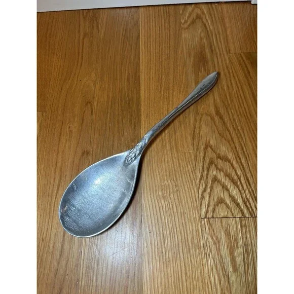 Vintage Handmade Large Metal Serving Spoon 13 Inch Marked Handle Kitchen Decor