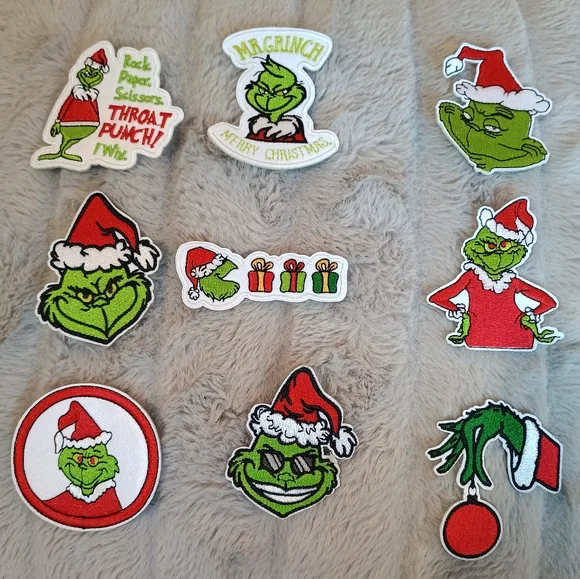 Grinch Christmas Patches Set