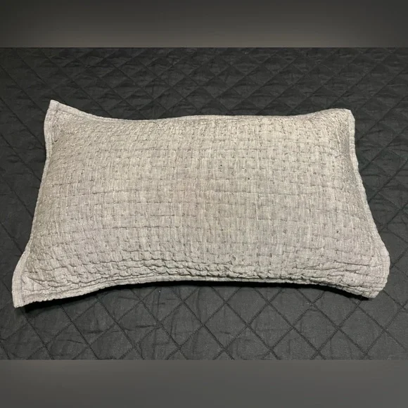 Restoration Hardware Quilted Linen Lumbar Pillow Sham - Graphite